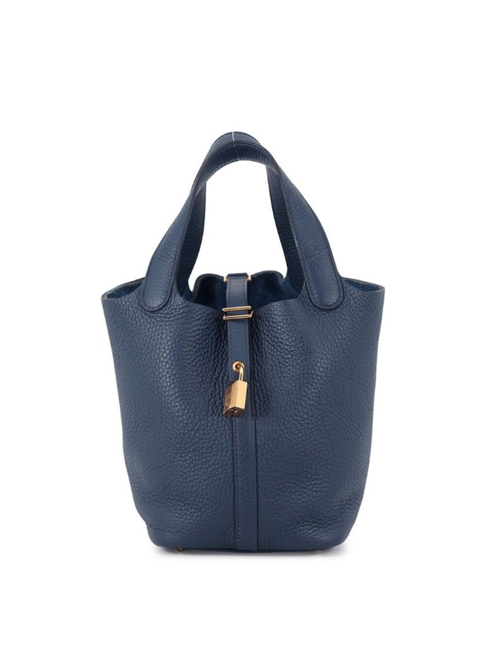 Hermes Handbag Picotin Lock PM Blue Deplus Gold Taurillon Clemence